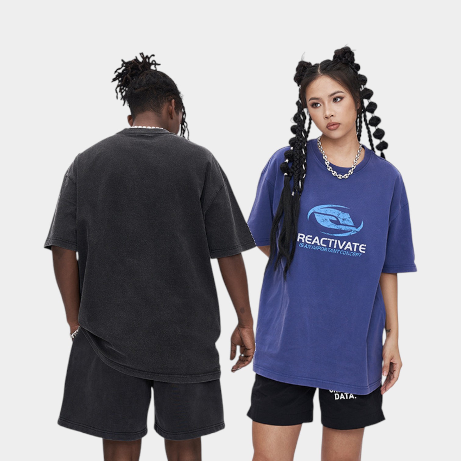 RFSD Men's | Bajiaping for the new tide brand 250G double yarn cotton short sleeve men's T-shirt solid color FOG loose T-shirt