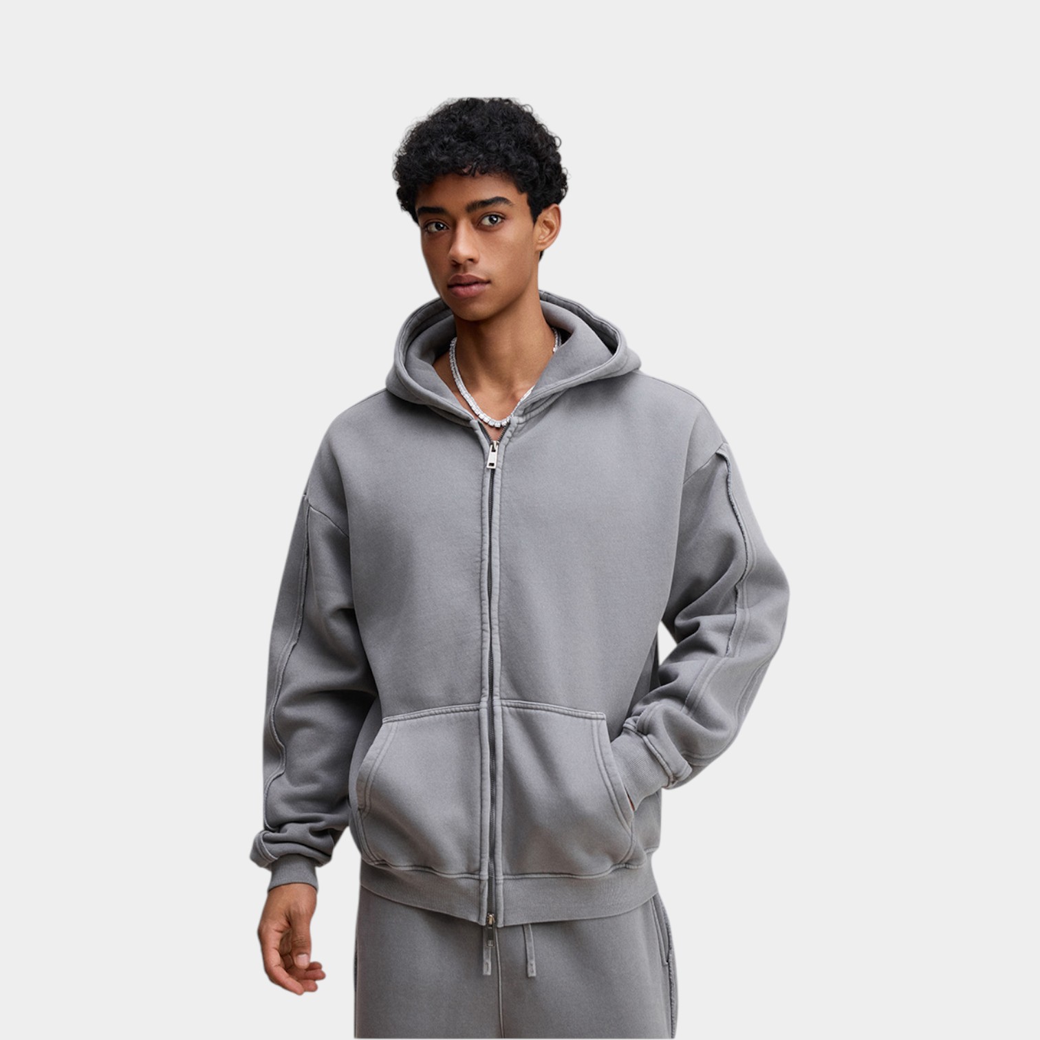Herren Oversized Langarm Jacke mit Reißverschluss – Bild 5