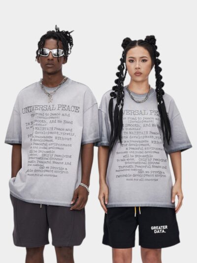 RFSD Men's | Retro Batik Distressed T-shirt 2024 Spring and Summer New Fashion Brand Personality Letter Printing Loose Short Sleeve