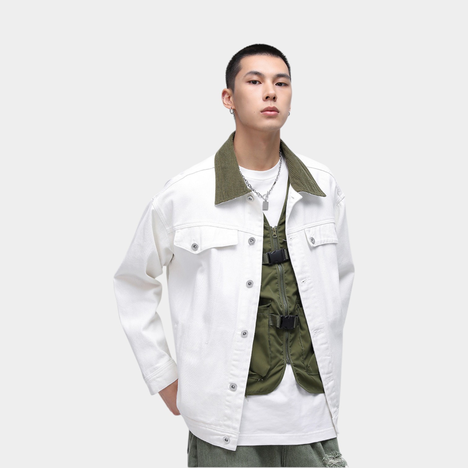 Herren Regular Fit Langarm Jeansjacke – Bild 3