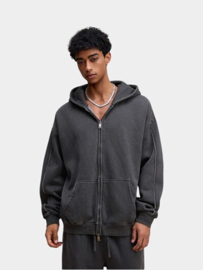 Herren Oversized Langarm Jacke mit Reißverschluss