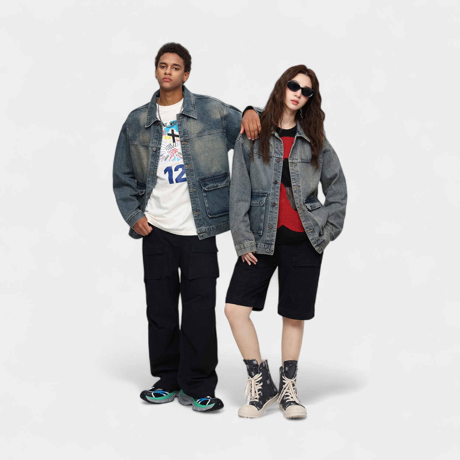 Unisex Oversized Jeansjacke mit langen Ärmeln – Bild 4