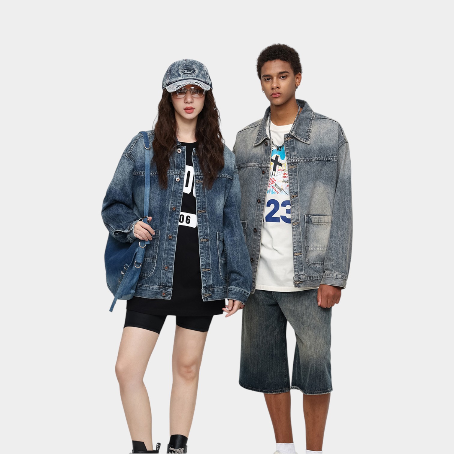 Unisex Übergroße Jeansjacke mit langen Ärmeln – Bild 3