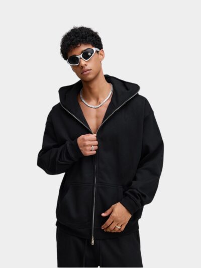 Herren Oversized Langarm Reißverschluss Jacke