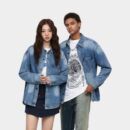 Unisex Oversized Jeansjacke mit langen Ärmeln