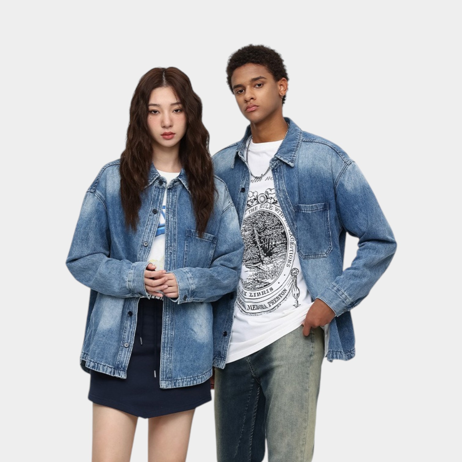 Unisex Oversized Jeansjacke mit langen Ärmeln