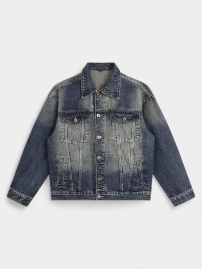 Laike Men's American Style Denim Jacket Autumn Retro Men's Trendy Loose Casual Gradient Denim Jacket Coat for Men