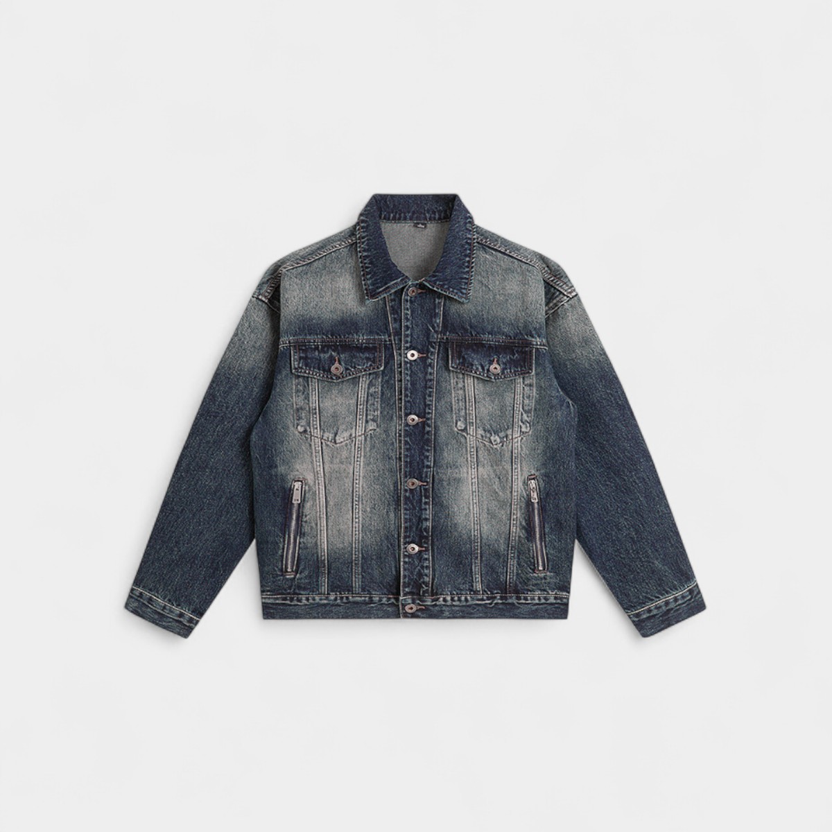 Laike Men's American Street Denim Spring & Fall Trendyy Gradient Loose Denim Jacket Men's High-End Denim Jacket