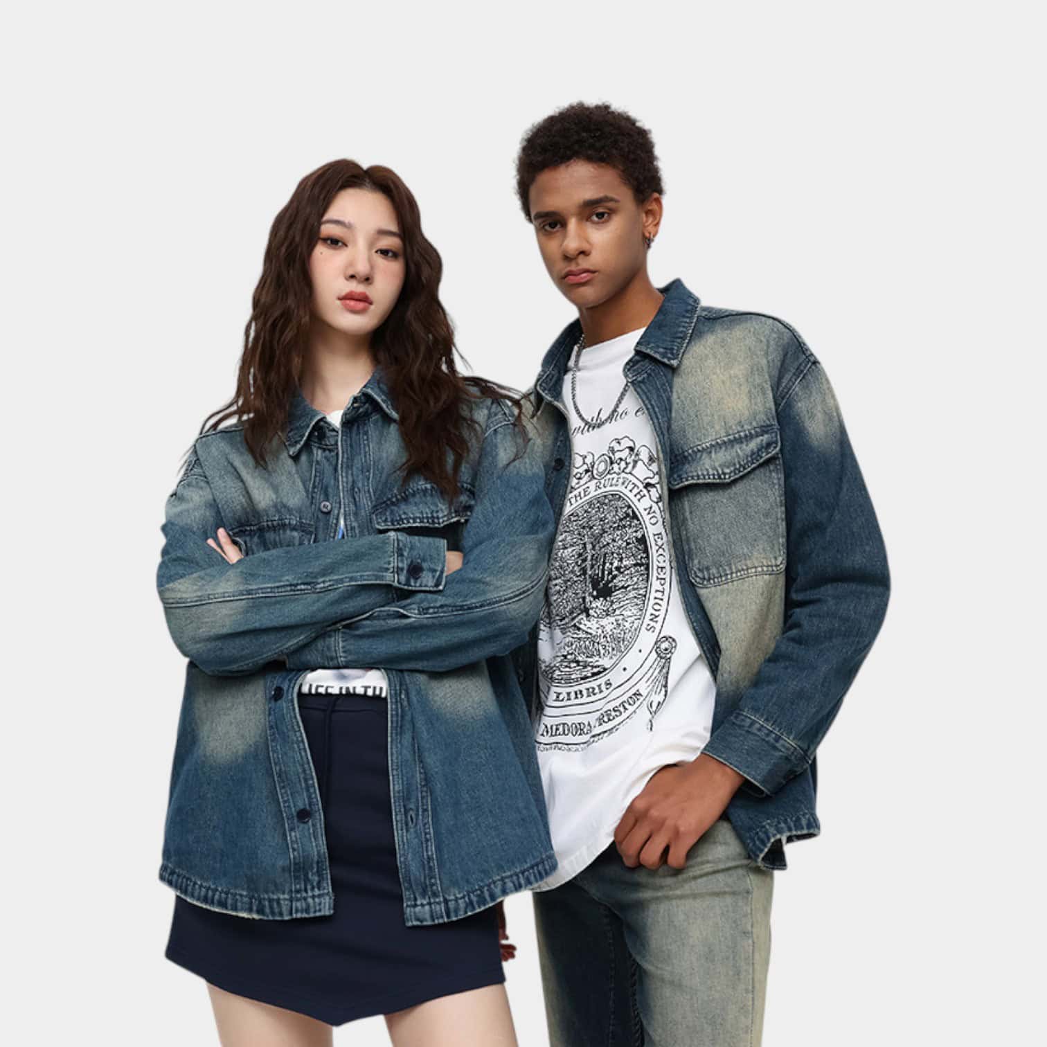 Laike Men's Early Autumn American High Street Trendy Denim Jacket for Boys and Girls Street Handsome Thin Denim Jacket