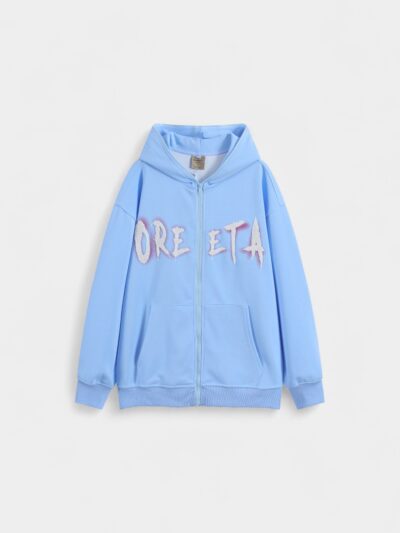 OREETA autumn and winter college style solid color sweater men's and women's full zipper American hooded sweater oversize sweater