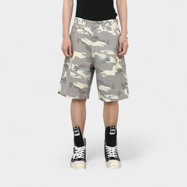 Herren Camouflage Muster Denim Shorts – Bild 4