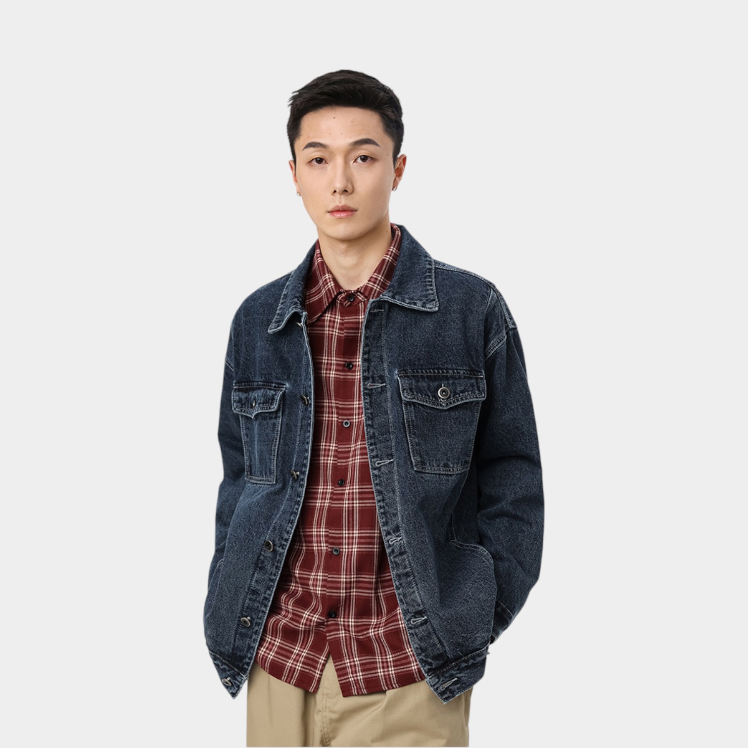 Herren Regular Fit Langarm Jeansjacke – Bild 3