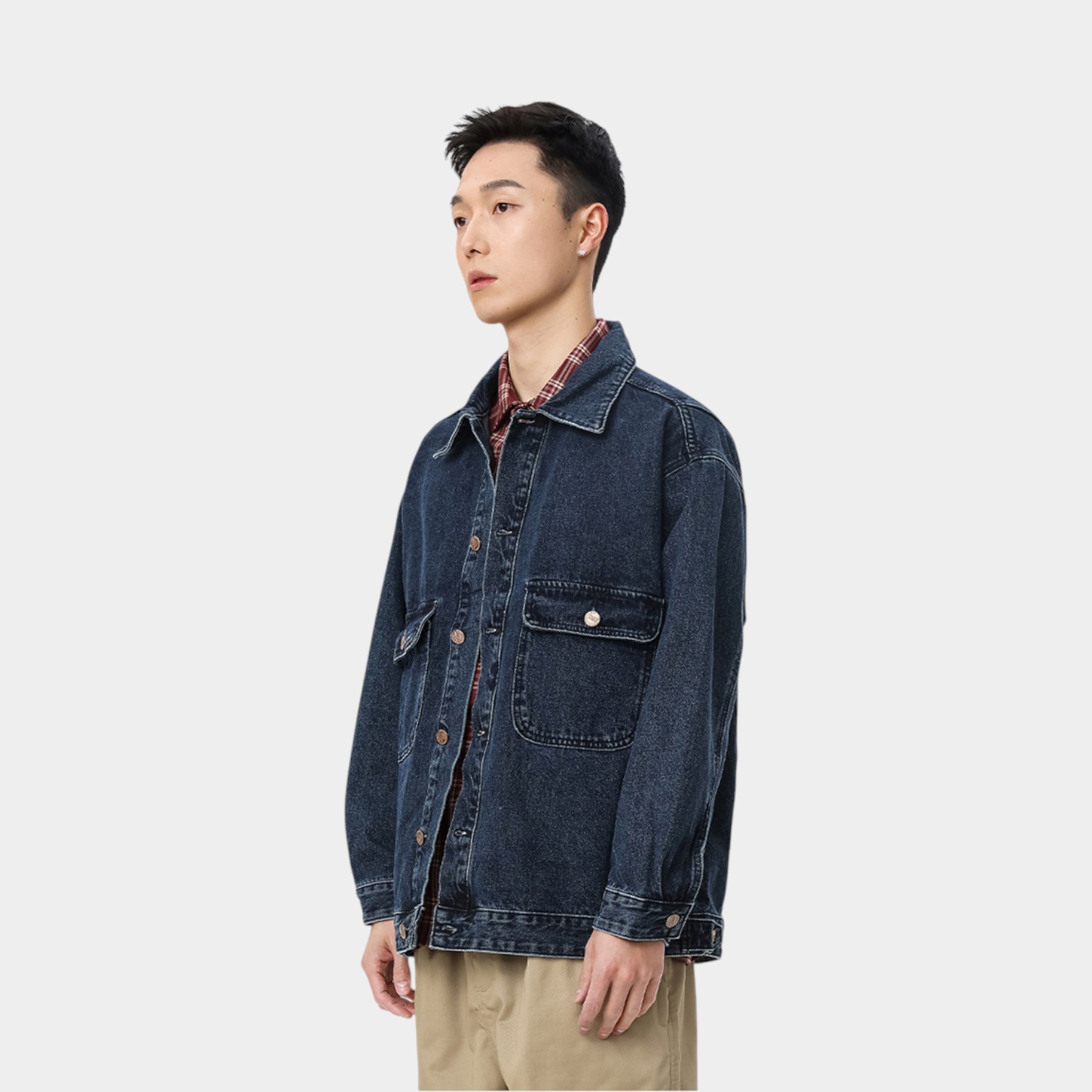 Herren Oversized Jeansjacke mit langen Ärmeln – Bild 2