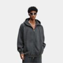 Herren Oversized Langarm Reißverschluss Jacke