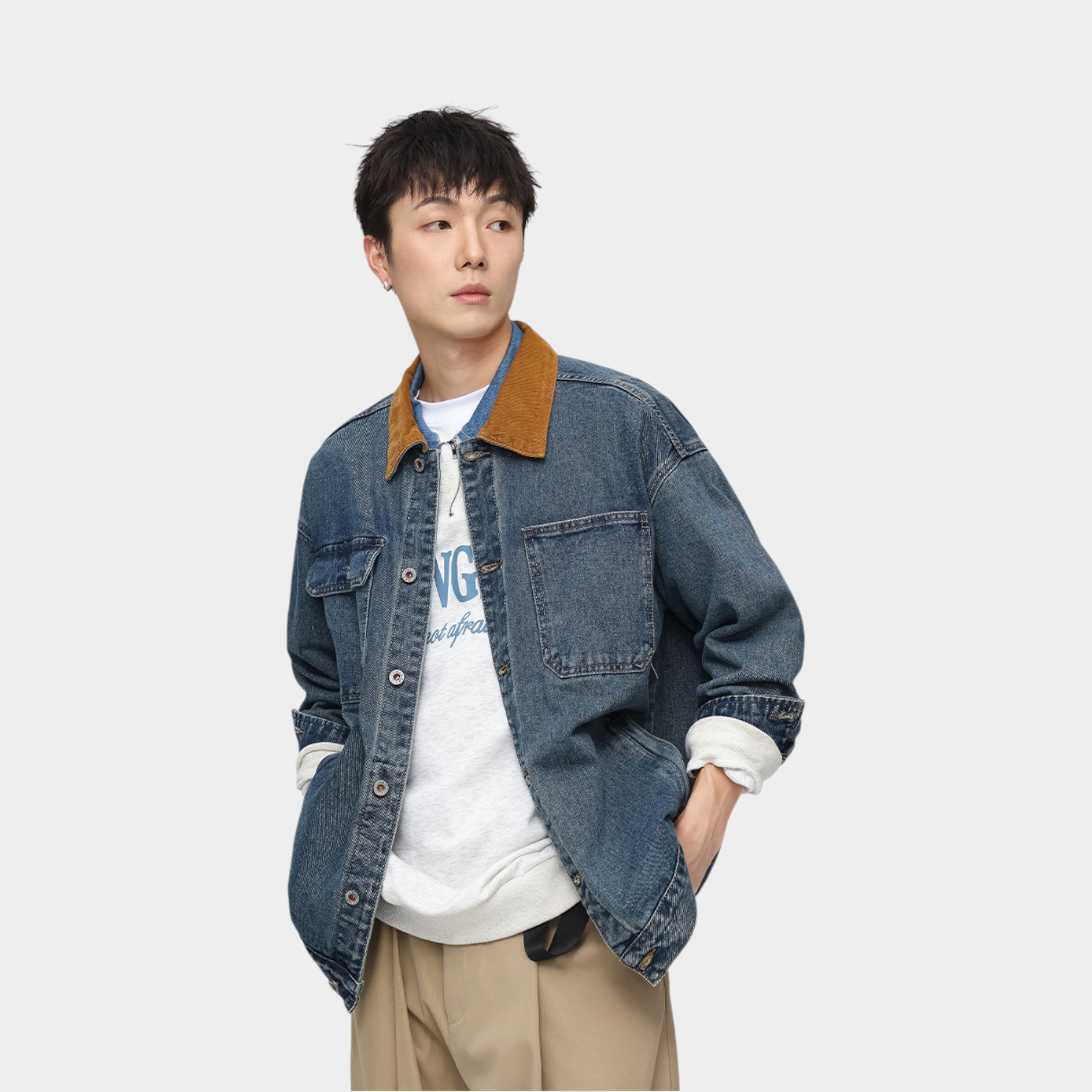 Unisex Oversized Jeansjacke mit langen Ärmeln – Bild 3