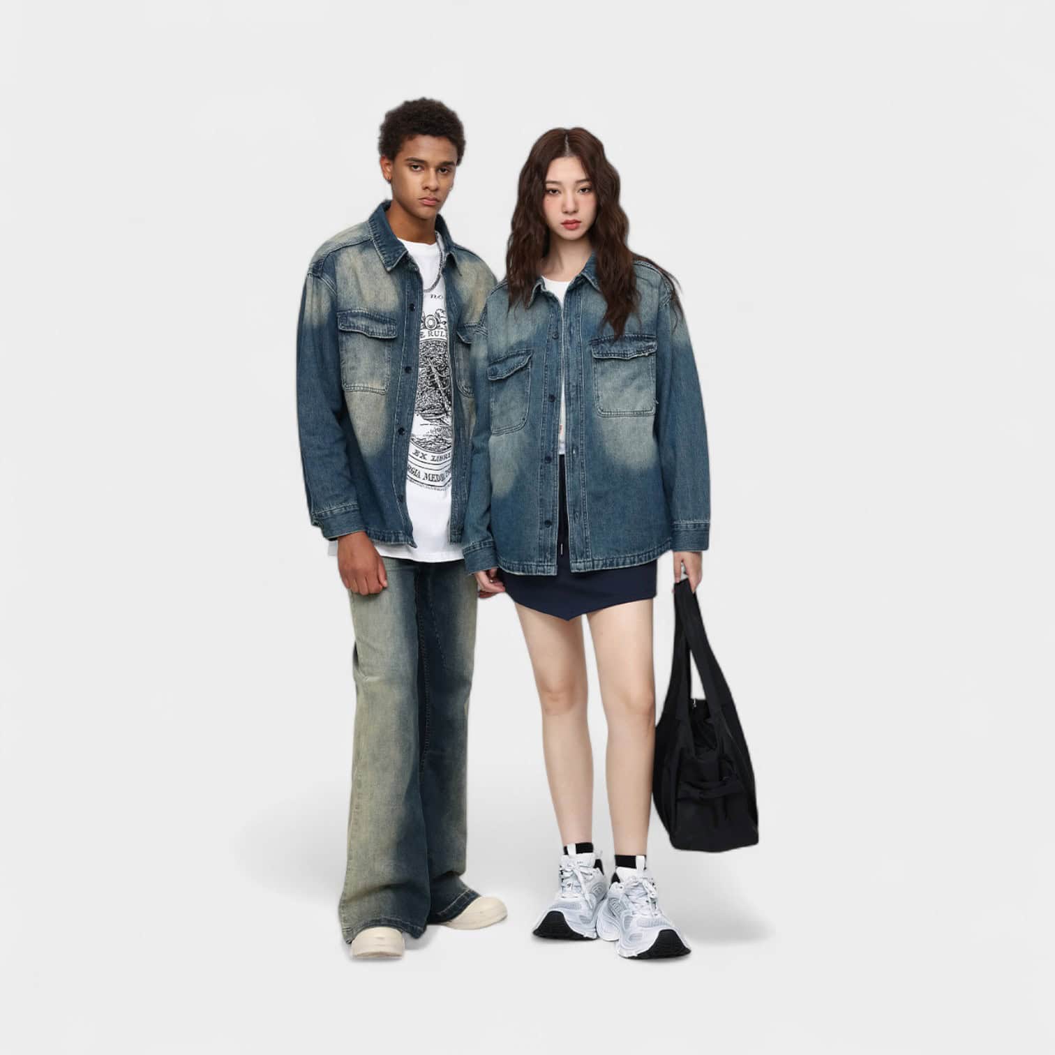 Unisex Regular Fit Jeansjacke mit langen Ärmeln – Bild 3