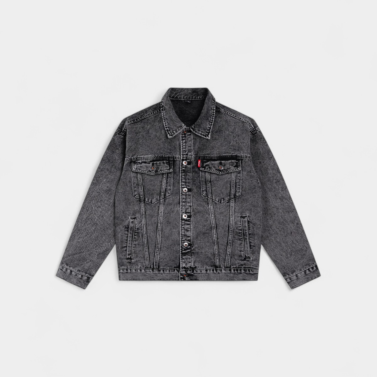 Laikemian Men's Spring and Autumn New Men's Jacket American Retro Black Gray High-End Casual Denim Jacket for Men