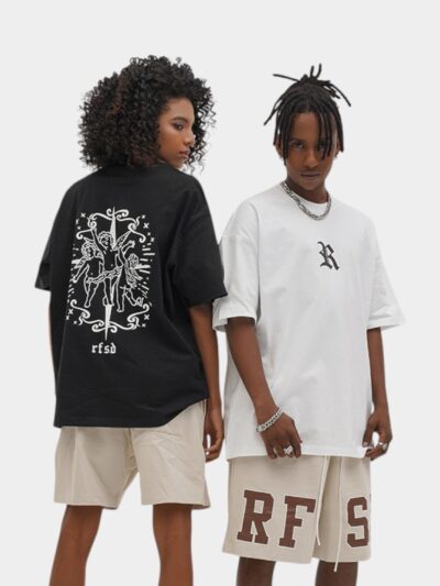 Rfsd Men's Wear | Angel Printed Short-Sleeved T-Shirt 2023 Summer New Trendy Brand Loose Street Pure Cotton Short-Sleeved Men and Women