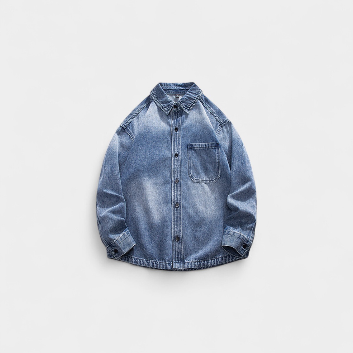 Laike Men's American High Street Denim Jacket for Men and Women, Retro Washed Light Blue Ins Slim Denim Jacket