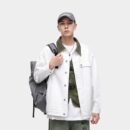 Contrast color lapel denim jacket for men spring and autumn new American style handsome trendy brand all-match white jacket men's tops