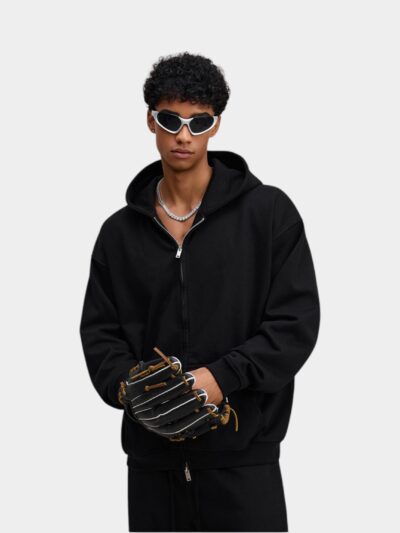 Unisex Übergroße Langarm Jacke mit Reißverschluss