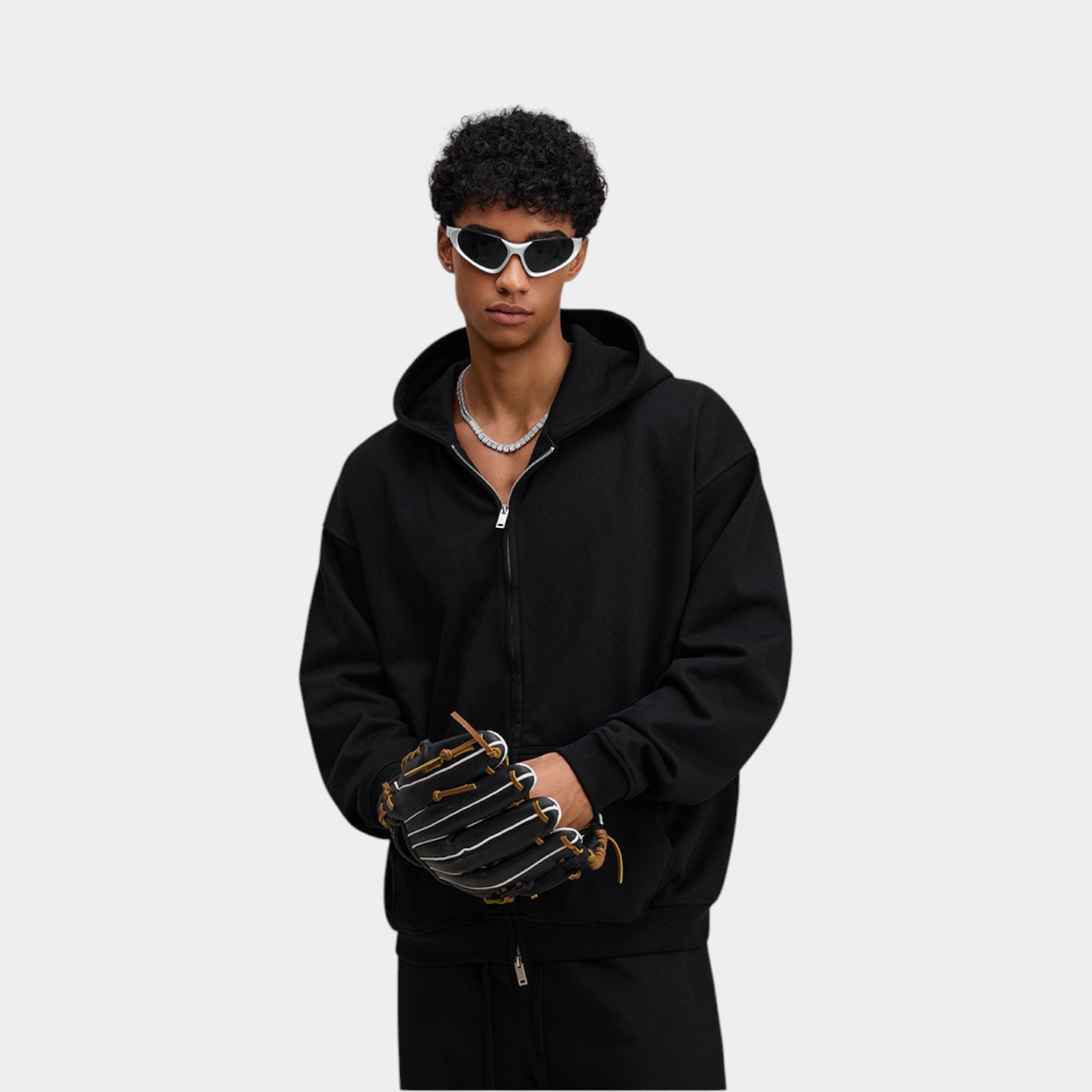 Unisex Übergroße Jacke mit langem Ärmeln und Reißverschluss