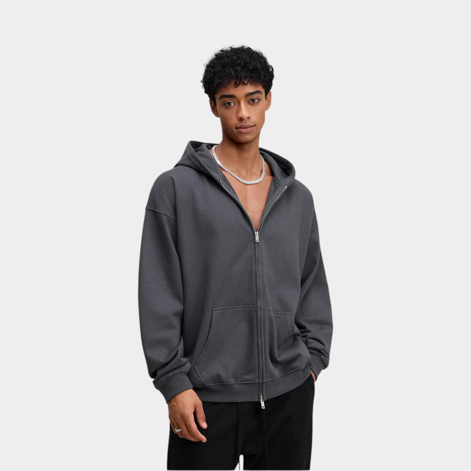 Unisex Übergroße Jacke mit langem Ärmeln und Reißverschluss – Bild 3