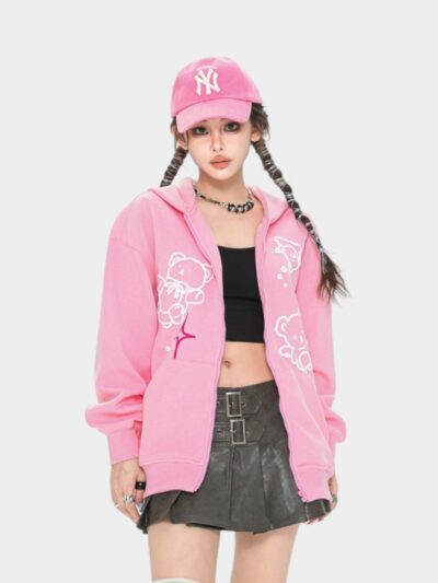 Women's Anime/cartoon print Long sleeves Zip up Jacket