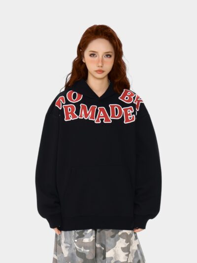 OREETA American trendy letter printed hooded sweatshirt men and women trendy hiphop street retro pullover top