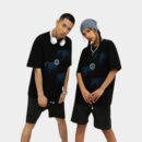 Rfsd | 2025 Summer New Heavyweight National Trend Dark Print Short Sleeve T-Shirt Couple Outfit Loose Street Style.