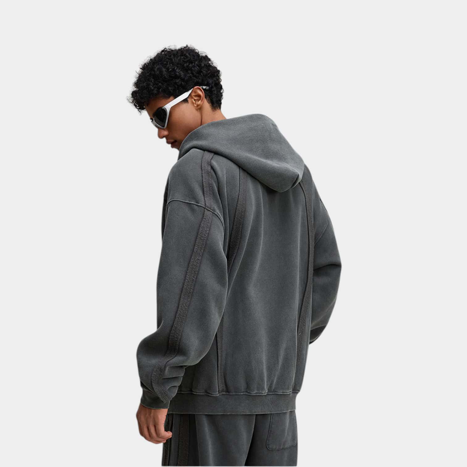 Herren Oversized Langarm Reißverschluss Jacke – Bild 3