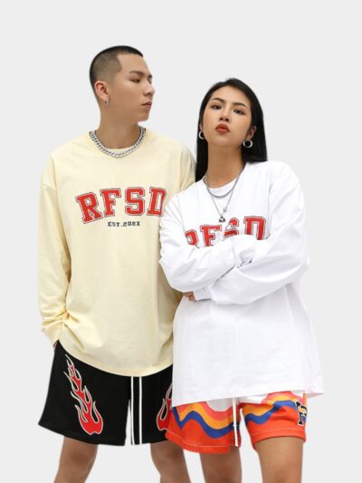 RFSD Men's Wear | 2023 Autumn New 250g Double Yarn Heavy Tide Brand Original Loose Long Sleeve T-shirt Jacket Men