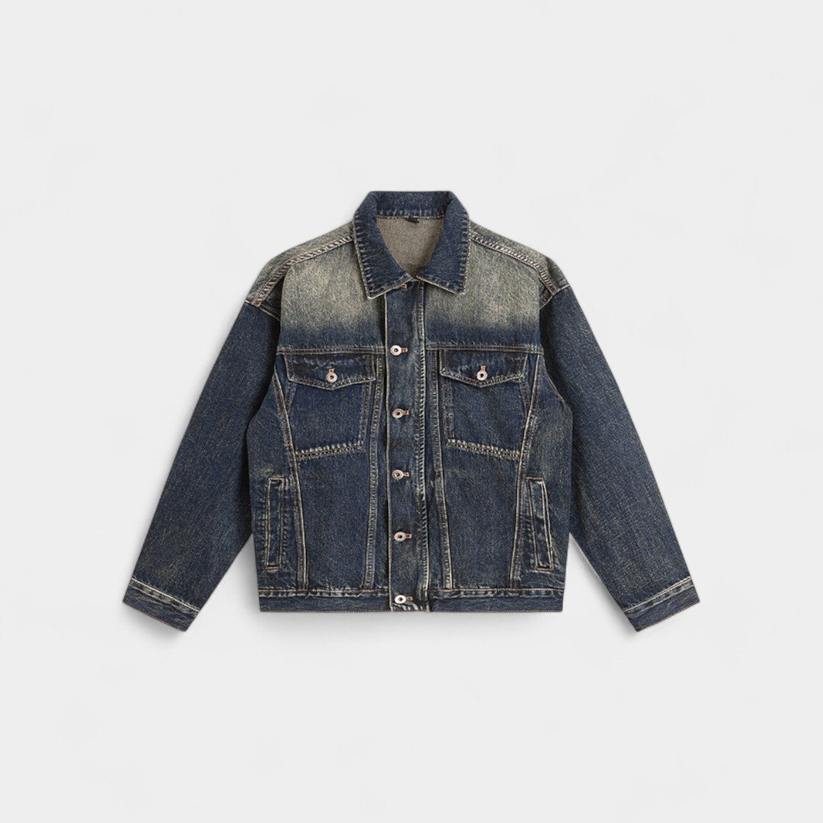 Laike Men's Early Autumn New American High Street Denim Jacket Retro Washed Loose Casual Denim Jacket for Men