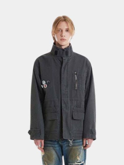 Unisex Regular Fit Jeansjacke mit langen Ärmeln