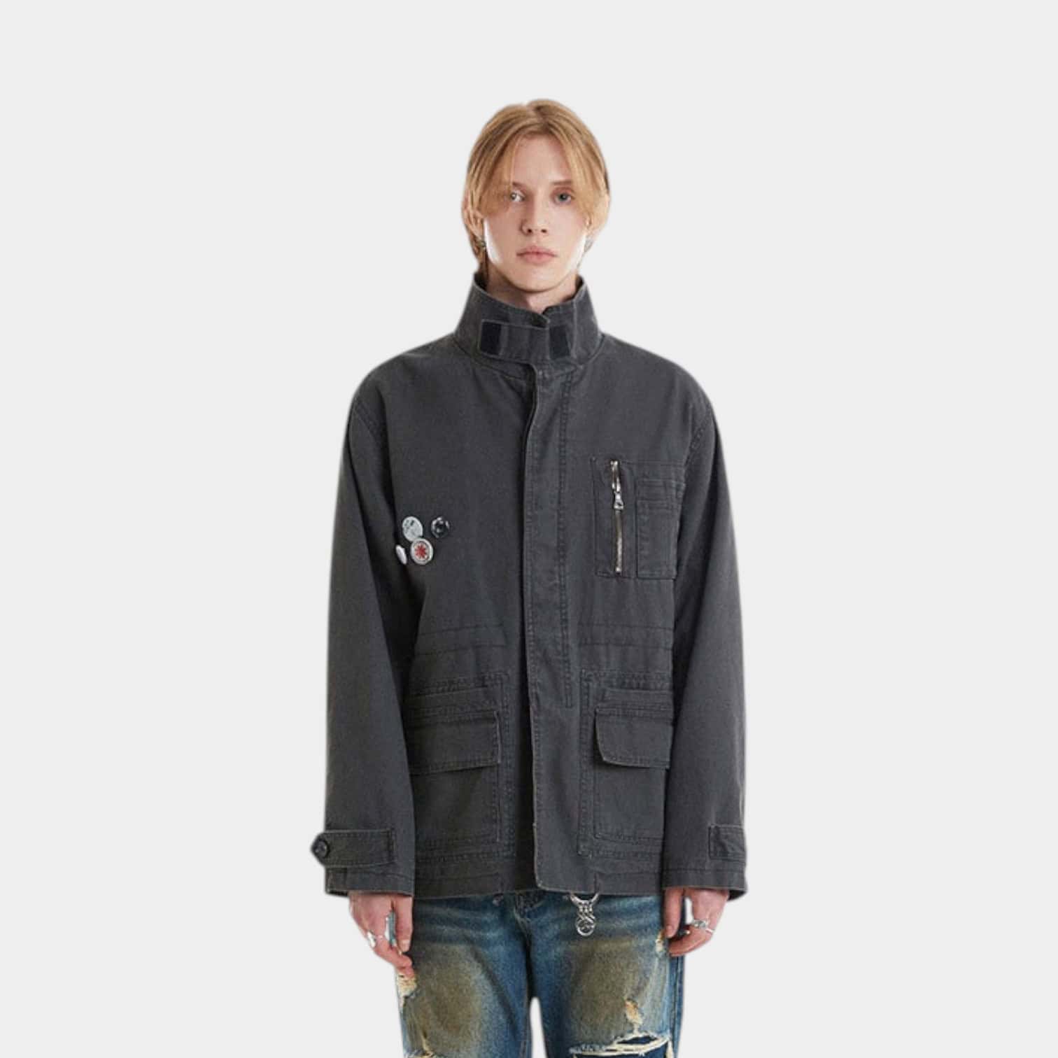 Unisex Regular Fit Jeansjacke mit langen Ärmeln