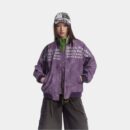 Unisex Bomberjacke mit Textdruck und langen Ärmeln