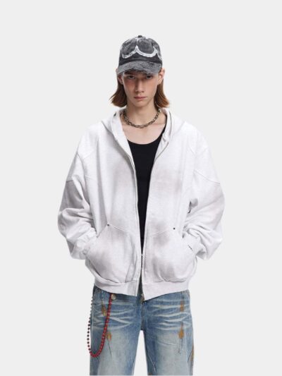 Herren Oversized Langarm Jacke mit Reißverschluss