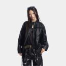 Damen Lederjacke mit langen Ärmeln in normaler Passform