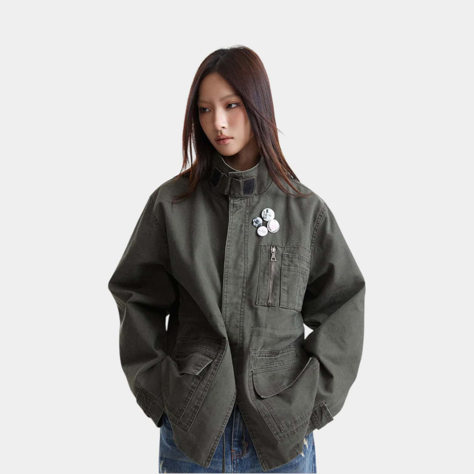 Unisex Regular Fit Jeansjacke mit langen Ärmeln – Bild 5