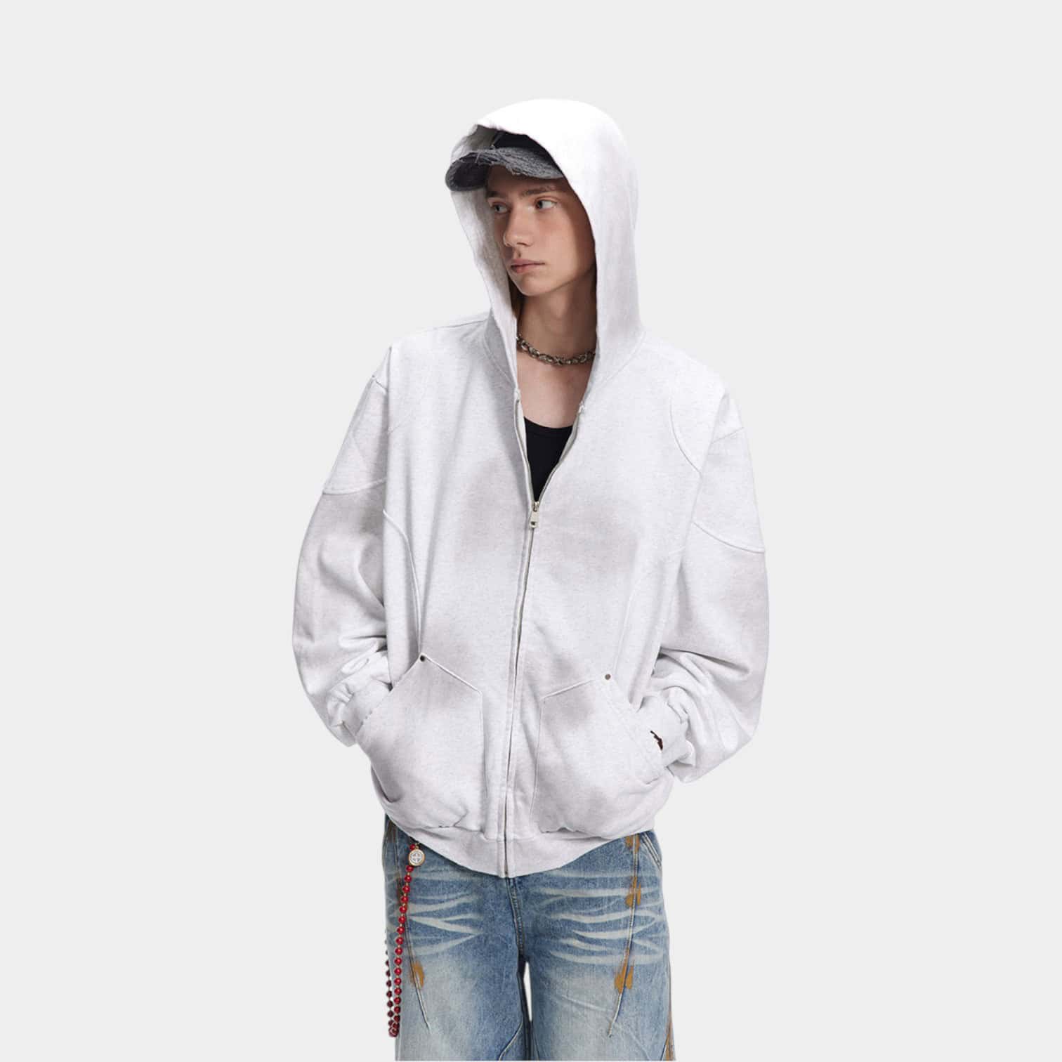 Herren Oversized Langarm Jacke mit Reißverschluss – Bild 2