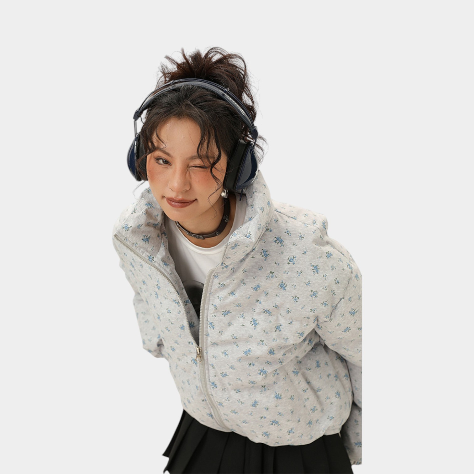 Damen Steppjacke mit Blumenmuster und langen Ärmeln – Bild 6