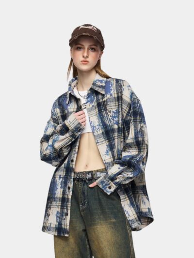 Damen Langarm Freizeithemd mit Karomuster