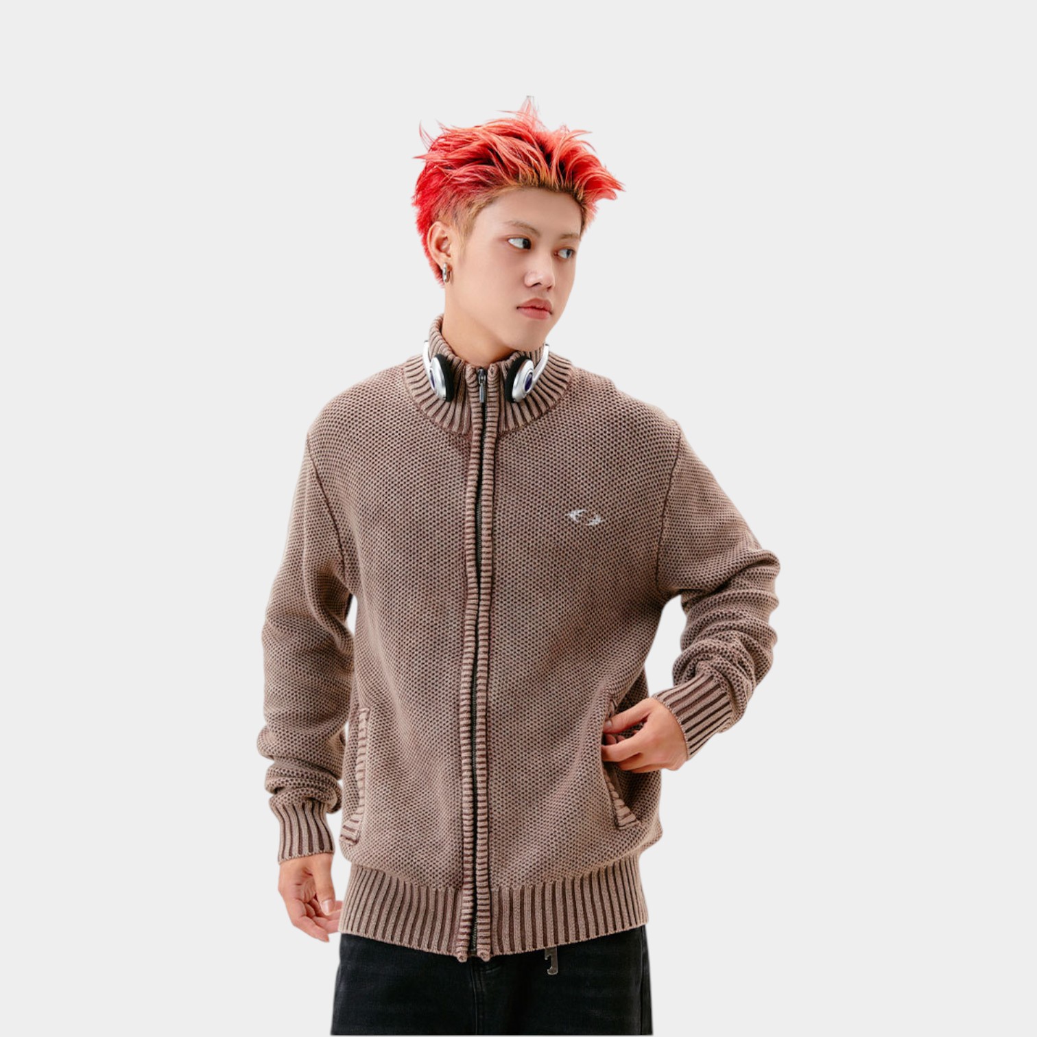 Unisex Regular Fit Langarm Strickpullover – Bild 2