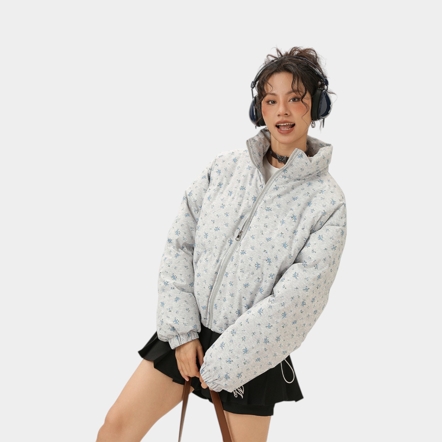 Damen Steppjacke mit Blumenmuster und langen Ärmeln – Bild 3