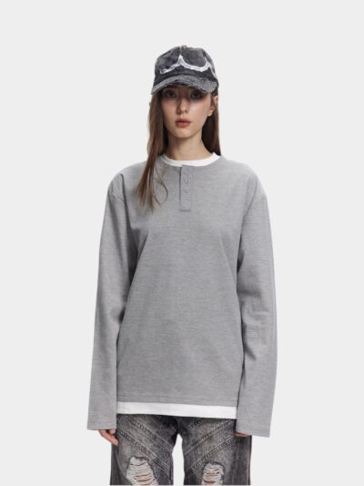 Unisex T-Shirt mit langen Ärmeln, normale Passform