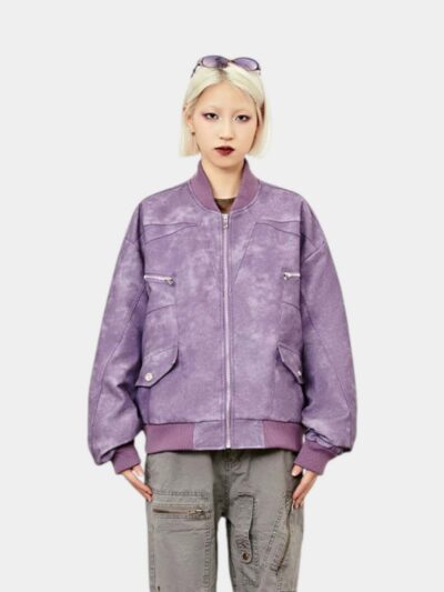 Damen Oversized Bomberjacke mit langen Ärmeln